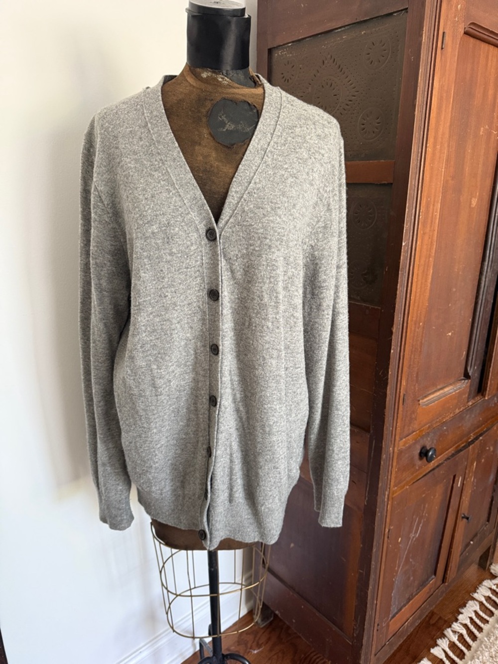 J. Crew Factory Women's Gray V-Neck Button Cardigan